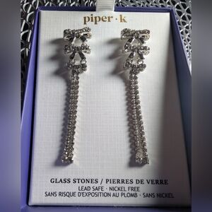Piper K Silver Crystal Dangle Earrings